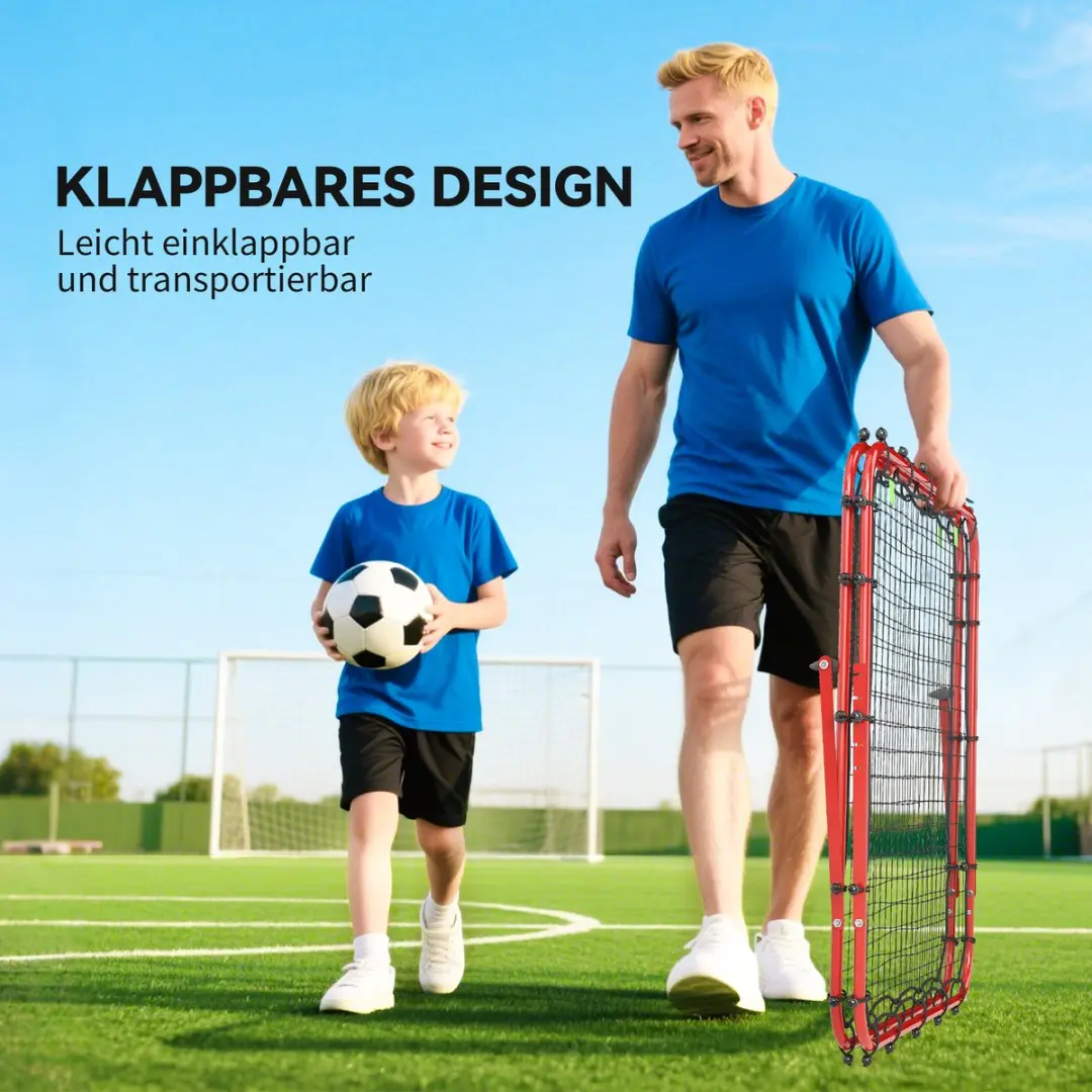 Homcom Voetbal Rebounder - 100x95x90cm - Rood