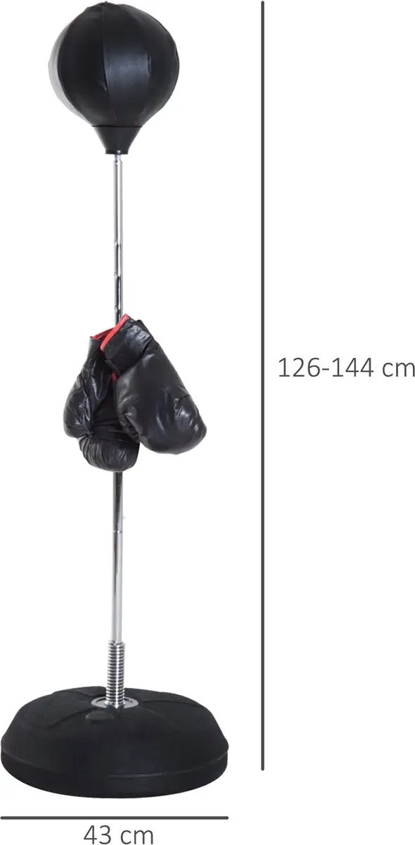 Homcom Boxsack Staand - 43x43x144cm - Zwart - afbeelding 6 van 6