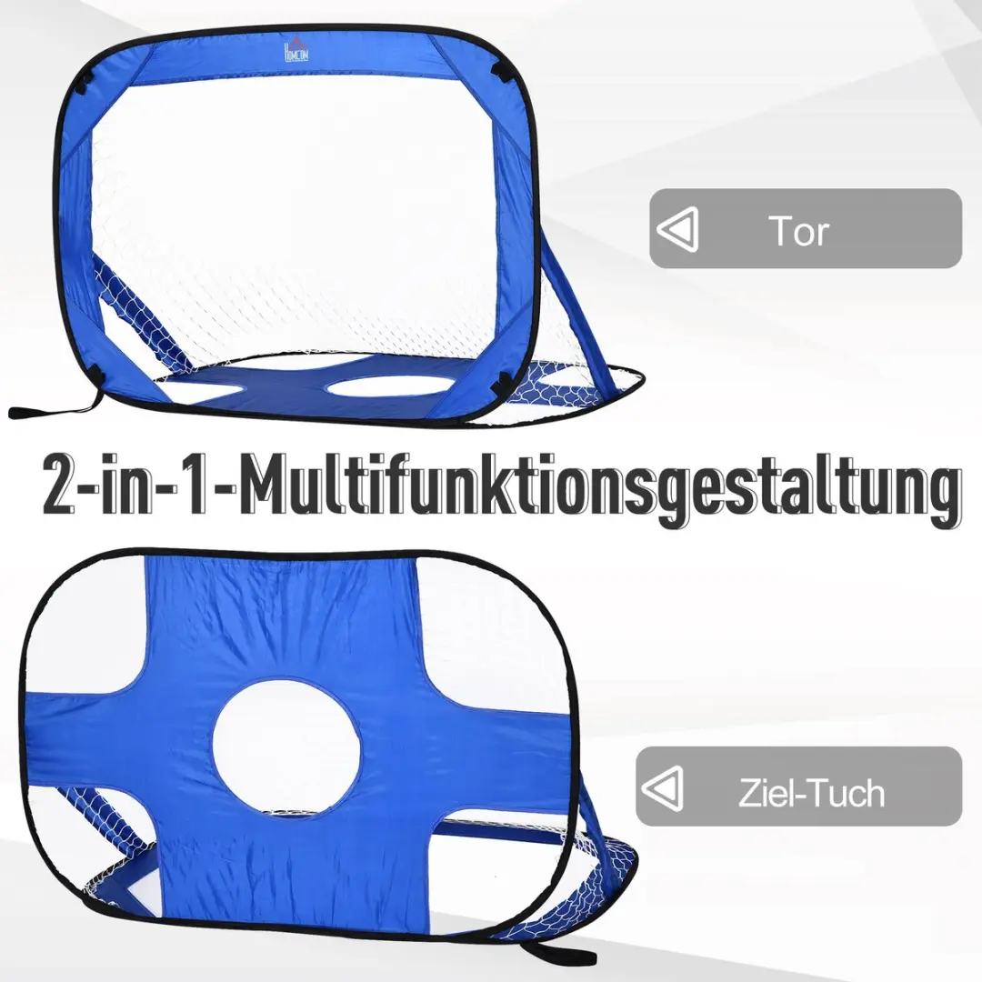 Homcom Voetbaldoelen Pop-up Set 2 Stuks - Blauw