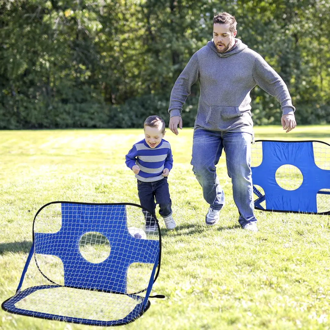 Homcom Voetbaldoelen Pop-up Set 2 Stuks - Blauw - afbeelding 6 van 6