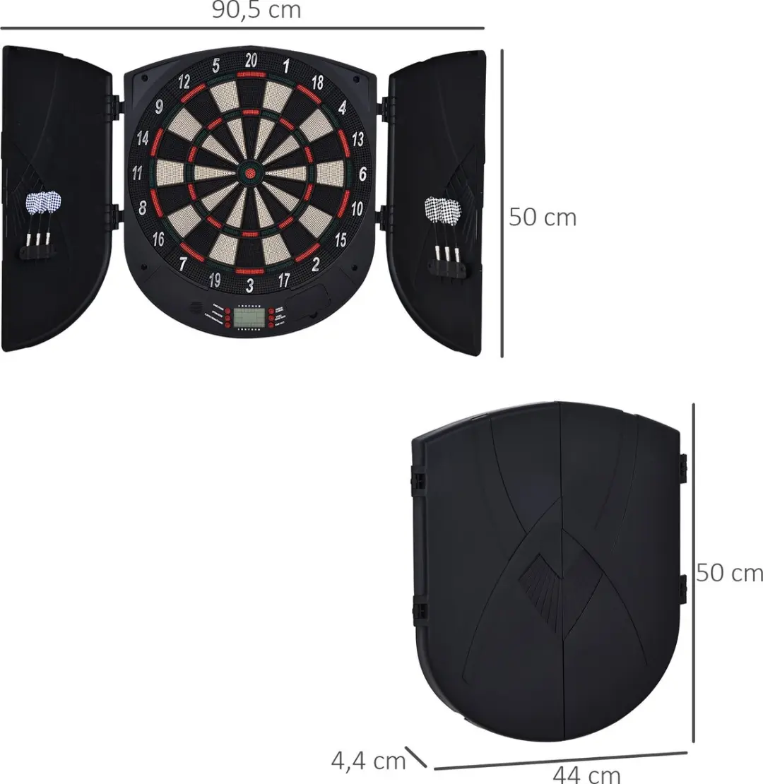 Homcom Dartbord - 44cm - Zwart - afbeelding 6 van 6