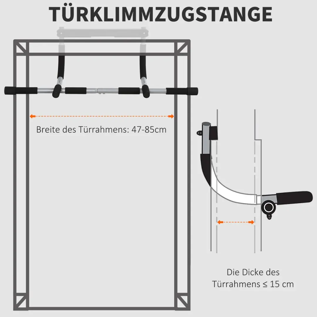 Homcom Optrekstang Staal - 92x40x17cm Zwart - afbeelding 6 van 6