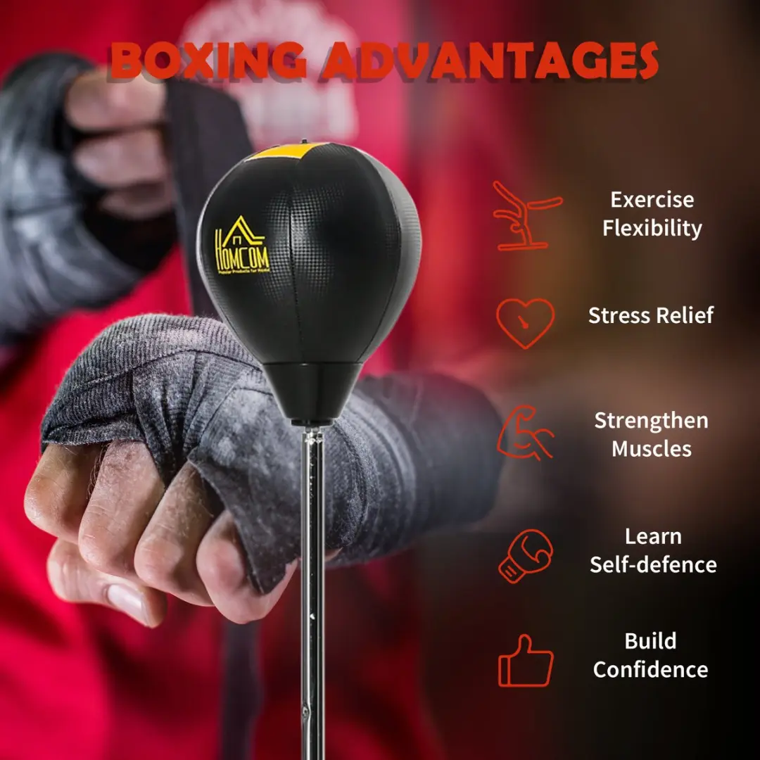 Homcom Punchingballset met Boxhandschuhen - Staand - Zwart
