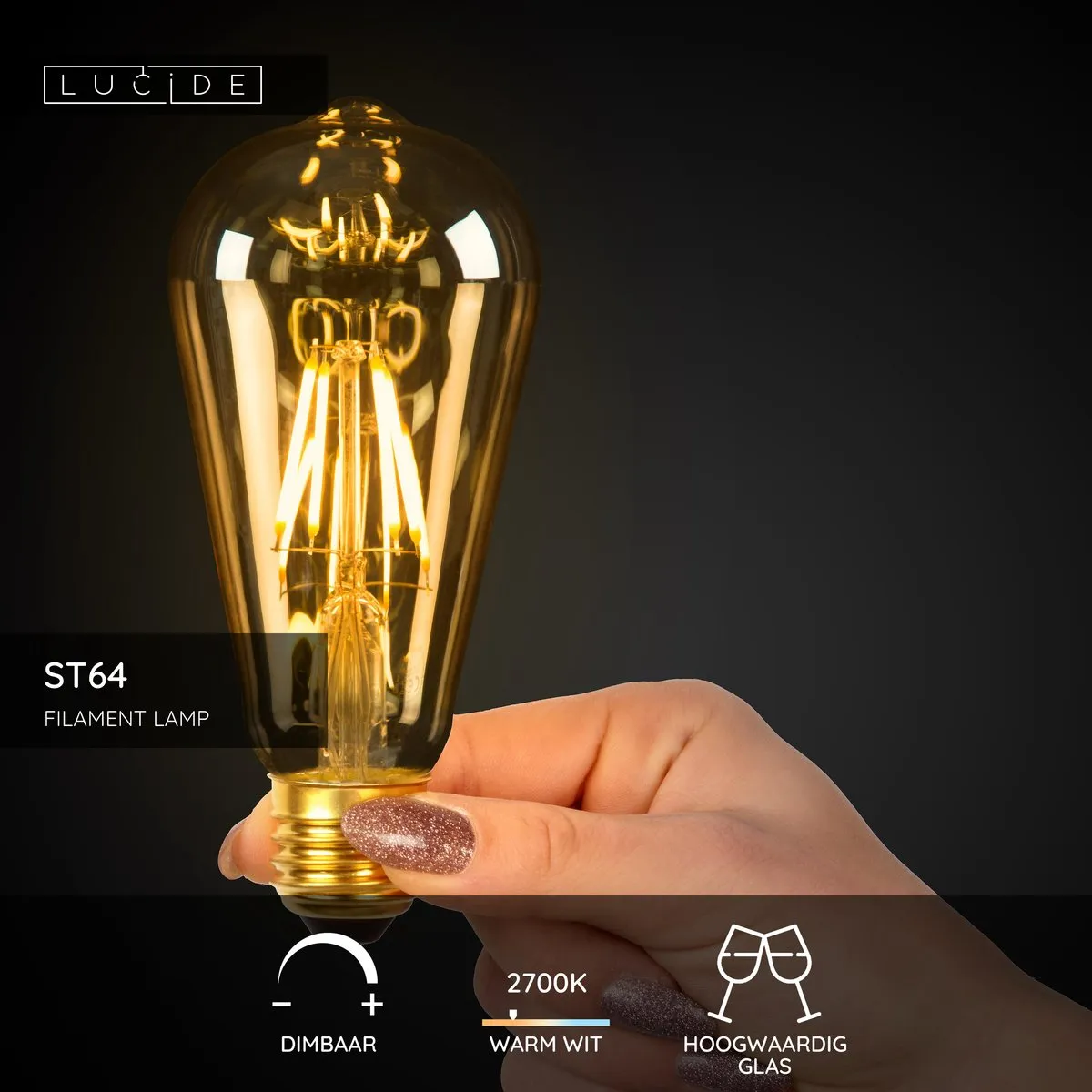 Lucide ST64 LED E27 5W 2700K - Amber