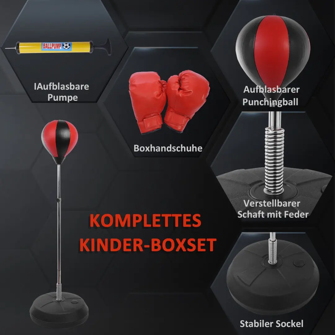 Homcom Bokstrainingset - Staand - Zwart/Rood - afbeelding 6 van 6