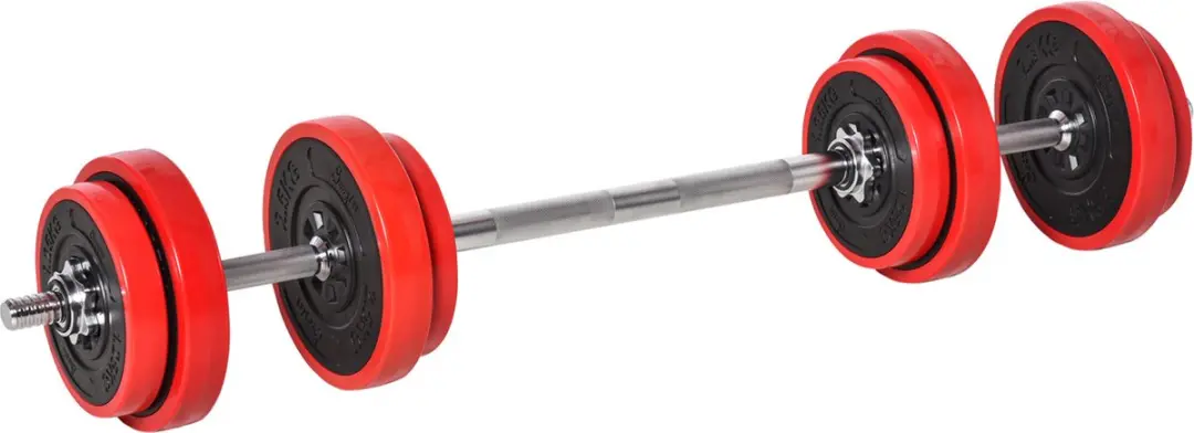Homcom Langhantel Set 16-delig - 15 kg - Rood/Zwart