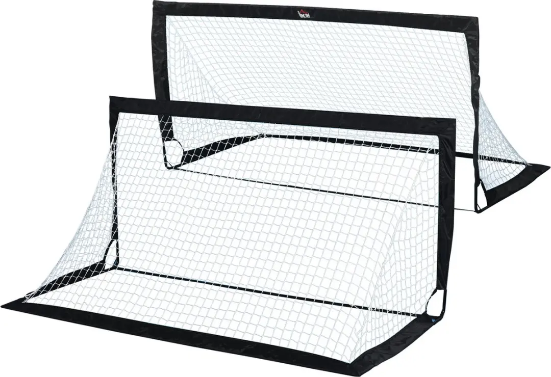 Homcom Voetbaldoelen Set 2 Stuks - 186x90x89cm - Opvouwbaar - Zwart/Wit - afbeelding 6 van 6