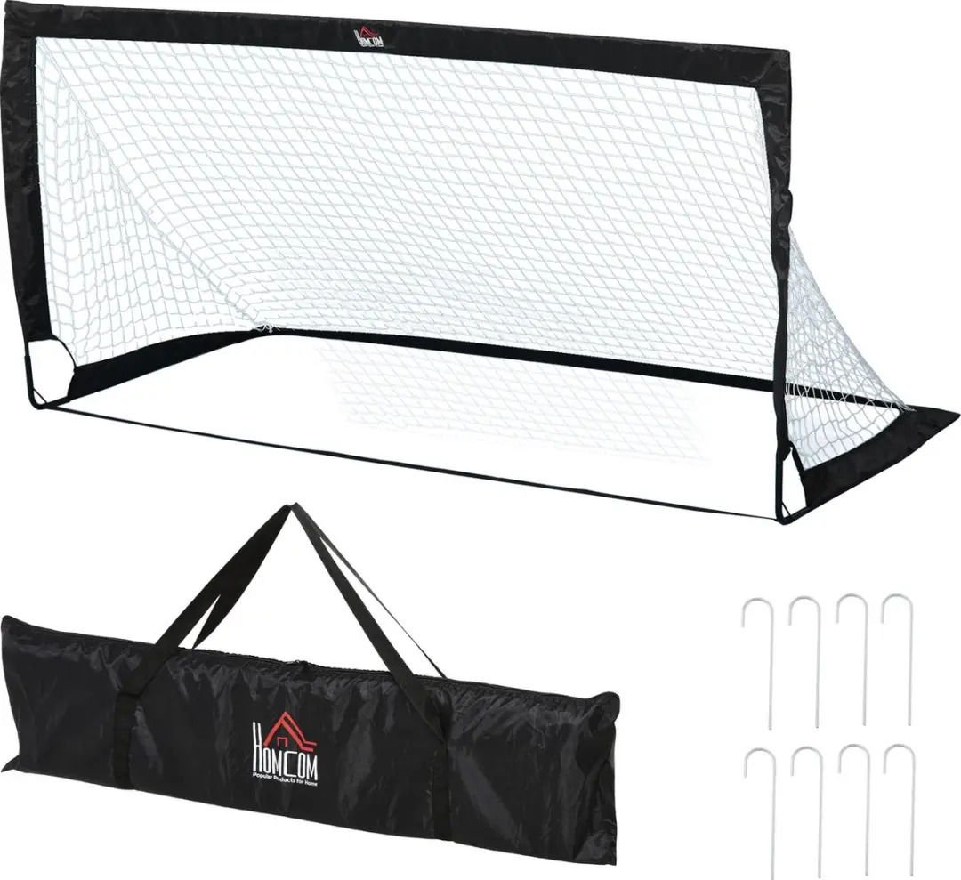 Homcom Voetbaldoelen Set 2 Stuks - 186x90x89cm - Opvouwbaar - Zwart/Wit