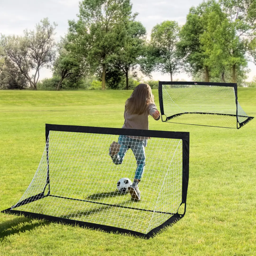 Homcom Voetbaldoelen Set 2 Stuks - 186x90x89cm - Opvouwbaar - Zwart/Wit