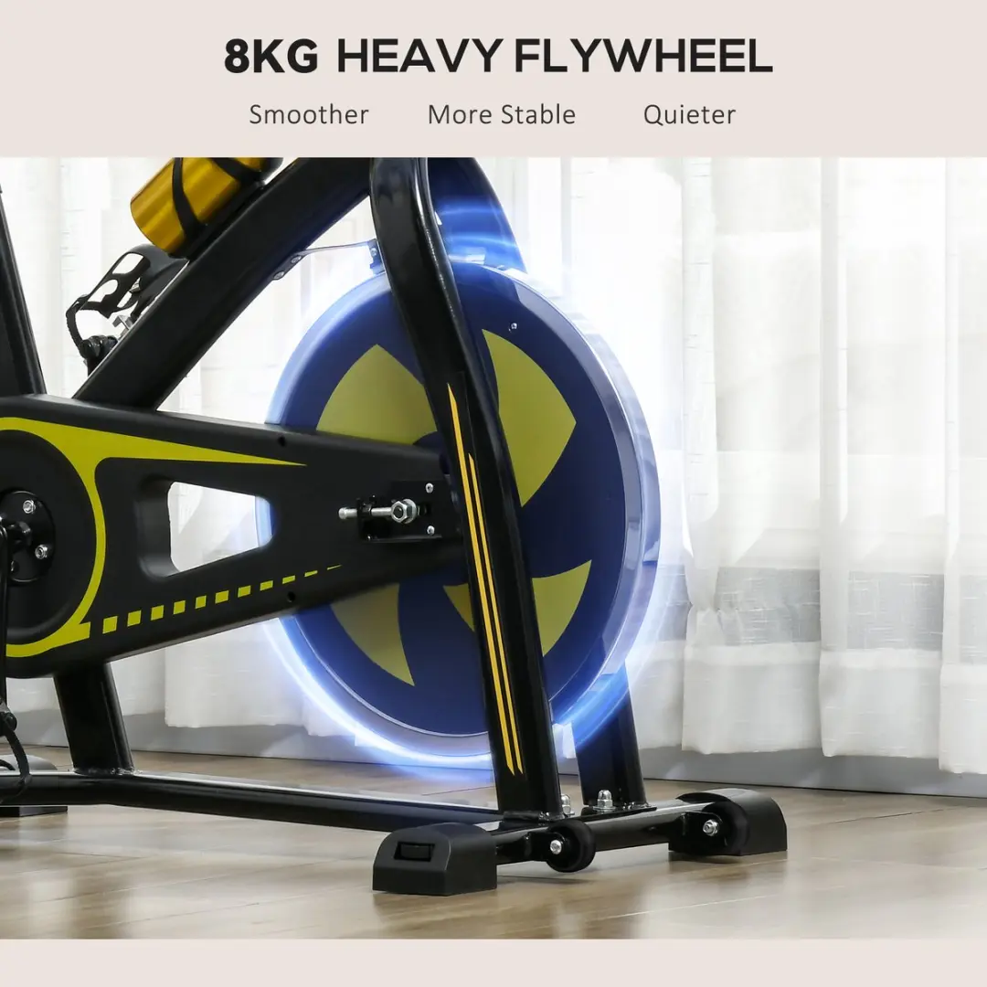 Homcom Fietstrainer - Hoogte verstelbaar - LCD-display - Geel/Zwart