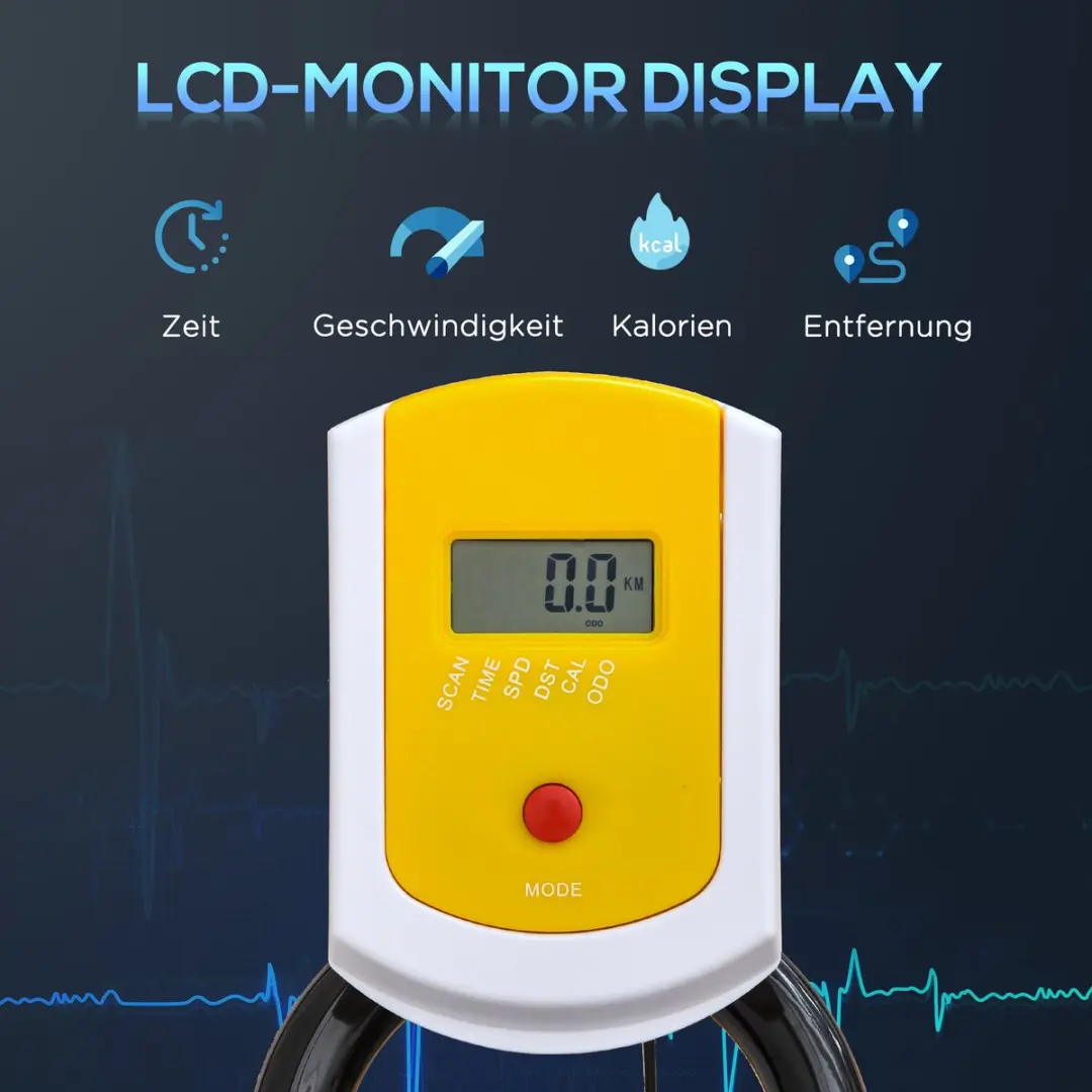 Homcom Fietstrainer - Hoogte verstelbaar - LCD-display - Geel/Zwart