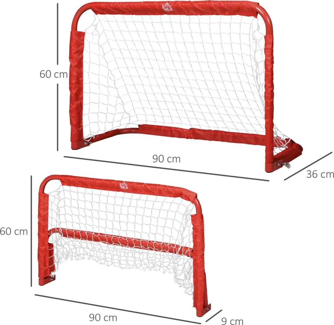 Homcom Opvouwbare Voetbaldoelen Set 2 Stuks - 90x36x60cm - Rood