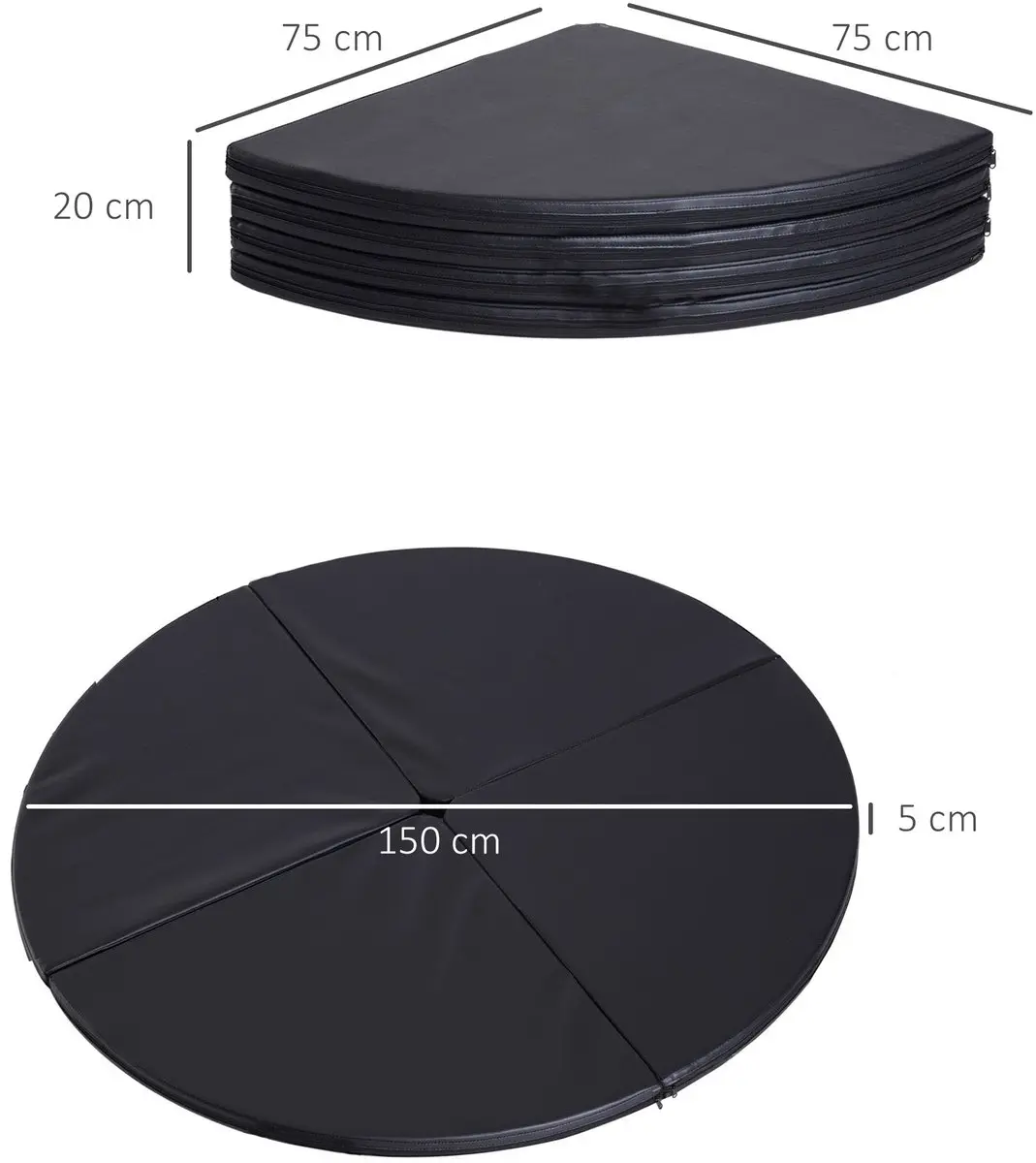 Homcom Tanzstangenmatte Ø150cm - 5cm - Zwart