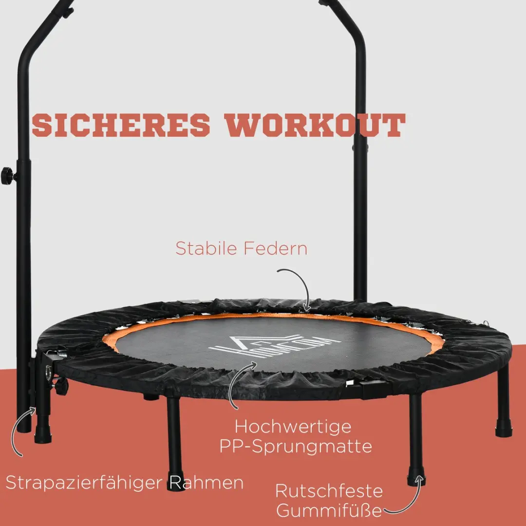 Homcom Fitness-Trampolin Ø102cm - Zwart/Orange - afbeelding 6 van 6