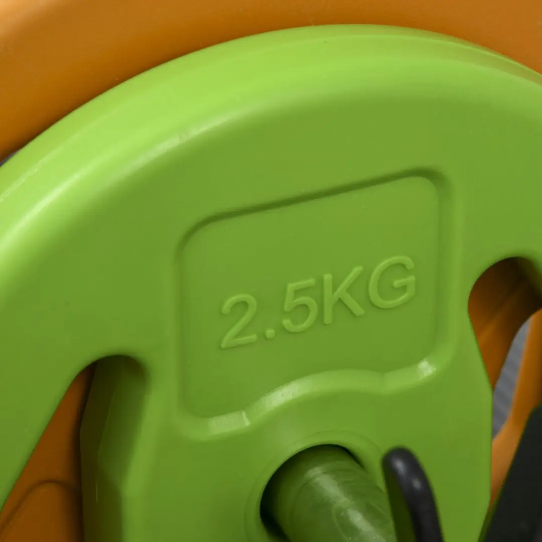 Homcom Halterset 25mm - 2x5kg/2x2,5kg/2x1,5kg/1x2kg - Oranje/Groen/Geel