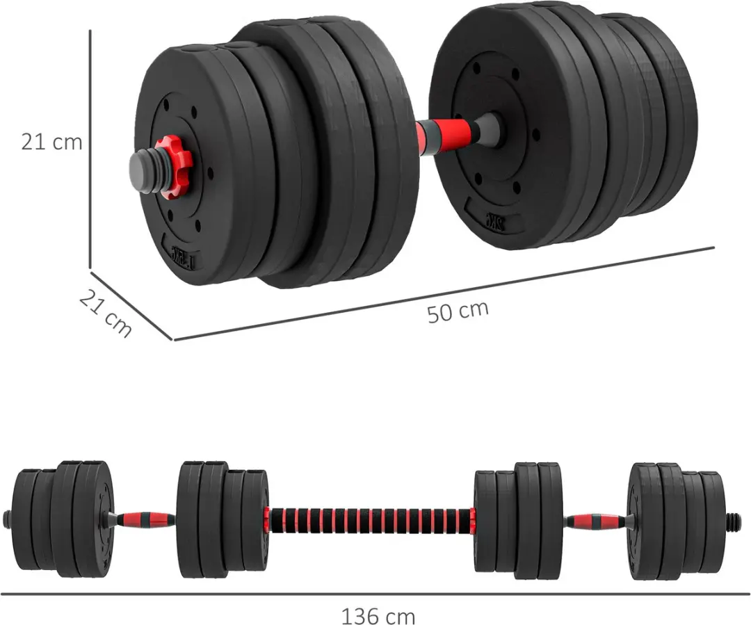 Homcom Halterset Zwart - 19-delig - 12,5 kg