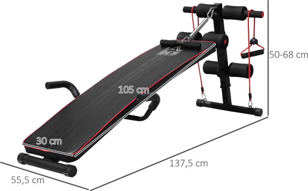 Homcom Sit-Up Buiktrainer - Hoogte verstelbaar - Zwart/Rood
