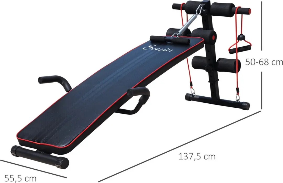 Homcom Sit-Up Buiktrainer - Hoogte verstelbaar - Zwart/Rood