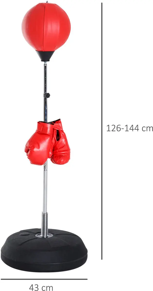 Homcom Boxsack Staand - 43x43x144cm Rood - afbeelding 6 van 6