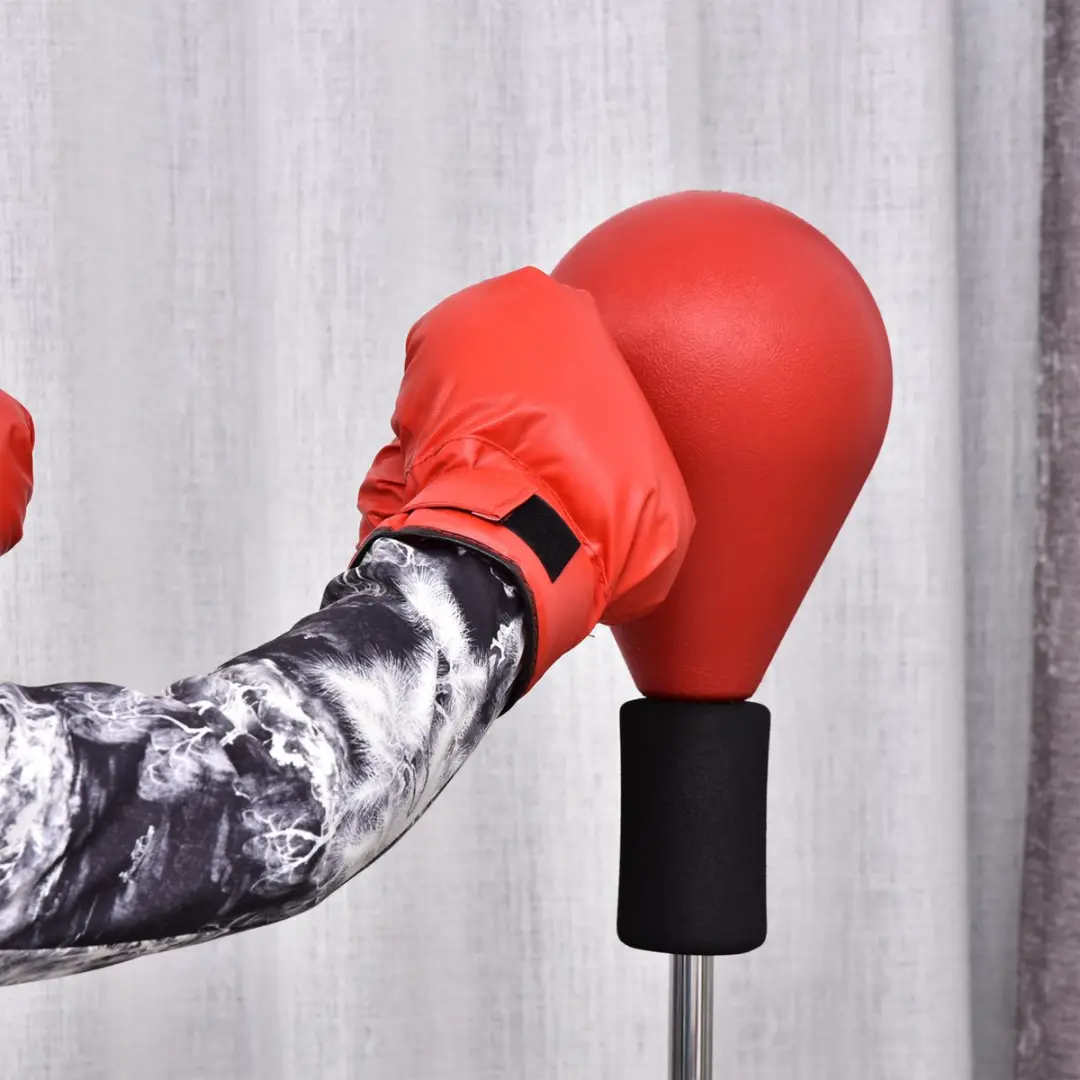 Homcom Punchingballset Staand - Ø48cm H136-154cm - Kunstleder Rood