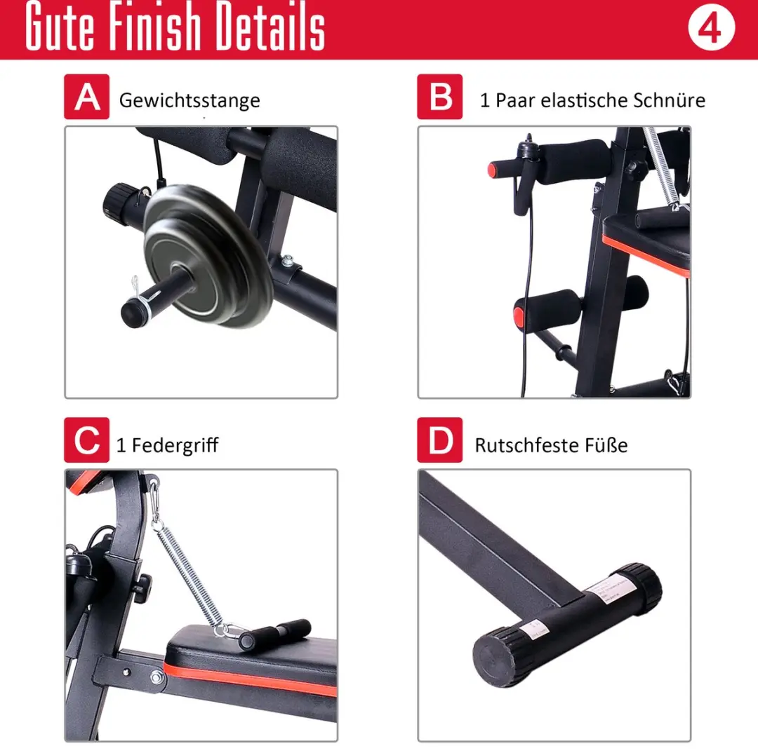 Homcom Opklapbare Halterbank - Zwart/Rood