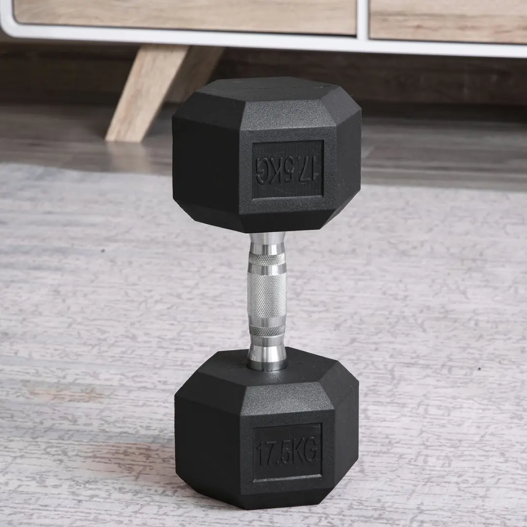 Homcom Rubber Dumbbel 16,2cm - 2 Stuks - Zwart