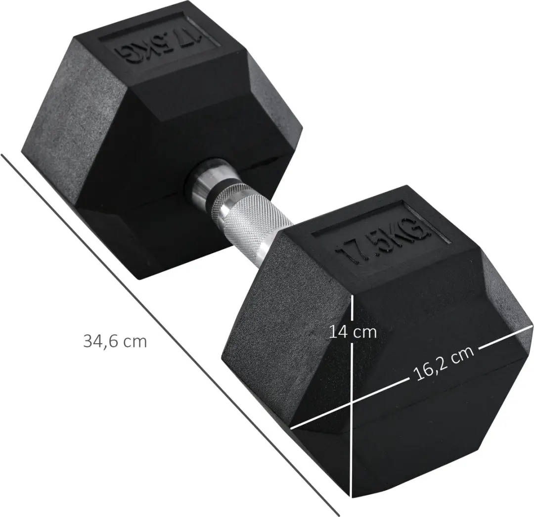 Homcom Rubber Dumbbel 16,2cm - 2 Stuks - Zwart - afbeelding 6 van 6