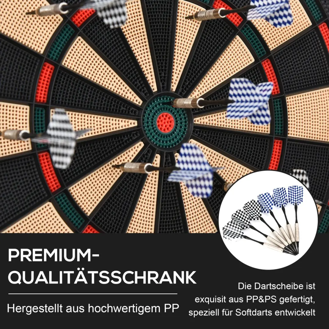 Homcom Elektronische Dartbord 39,5cm - 6 Pijlen + 30 Tips - Zwart