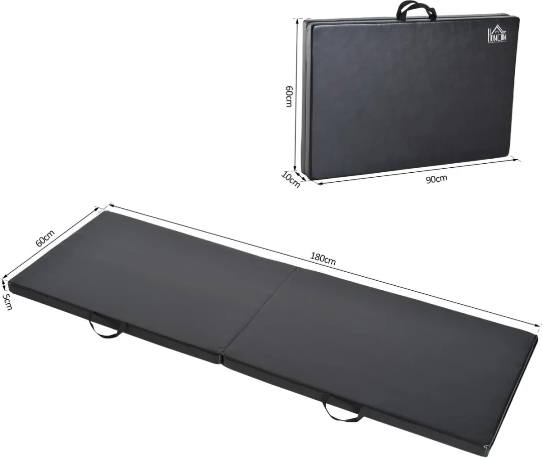 Outsunny Gymnastiekmat Imitatieleer 180x60x5cm - Zwart