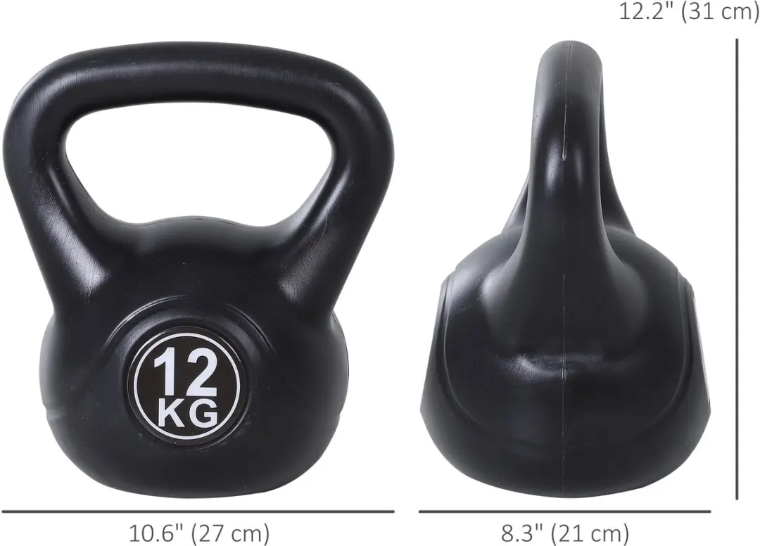 Homcom Kettlebell Kunststof - 27x21x31cm - Zwart