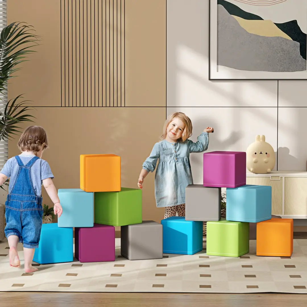 Homcom Kinderspeelset - Grijs/Turquoise - 20x20x20cm - 12-delig