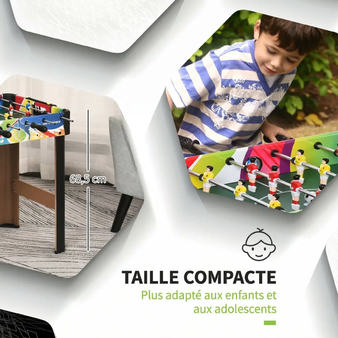 Homcom Mini Tafelvoetbal - 86,5 x 43,5 x 63 cm - Meerkleurig
