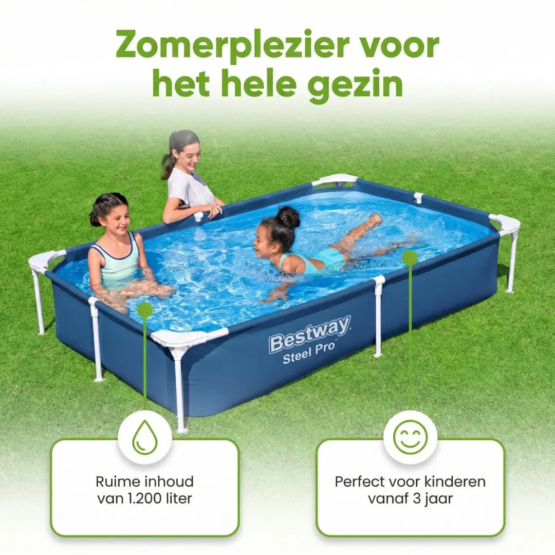 Bestway Steel Pro Zwembad 221x150x43cm Blauw - 1200L - 8-delig