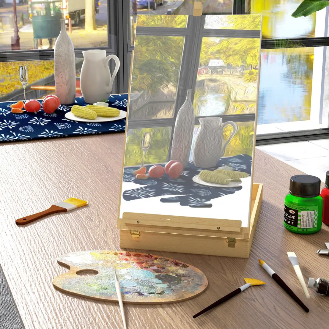 Homcom Schildersezel Beukenhout - 27x41,5x74,5cm