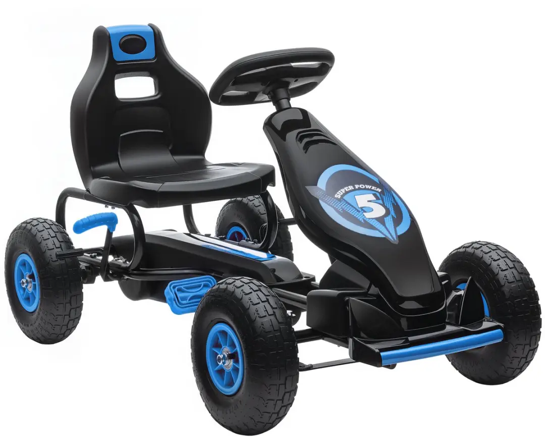 Homcom Go-Kart 370-256V00 - Verstellbare stoel - Zwart/Blauw