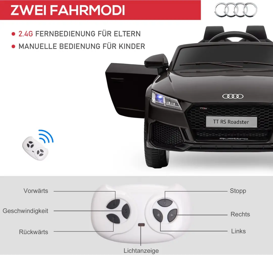Homcom Elektrische Kinderauto 102x60x44cm - Zwart