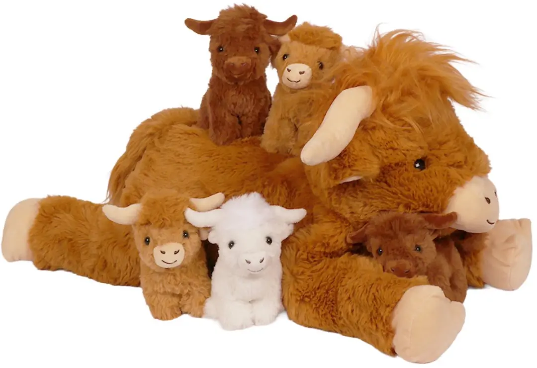 PIA Soft Toys Schotse Hooglander Mama met 5 Baby's