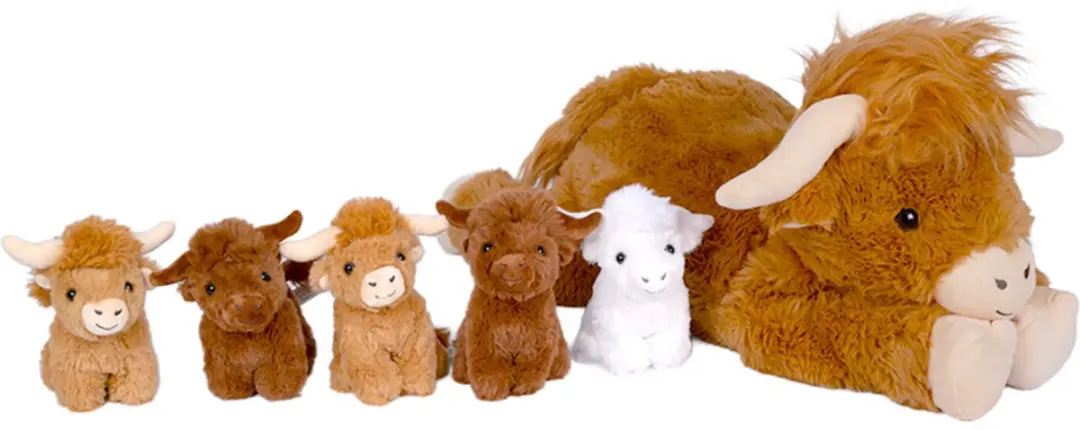 PIA Soft Toys Schotse Hooglander Mama met 5 Baby's - 61cm - afbeelding 6 van 6
