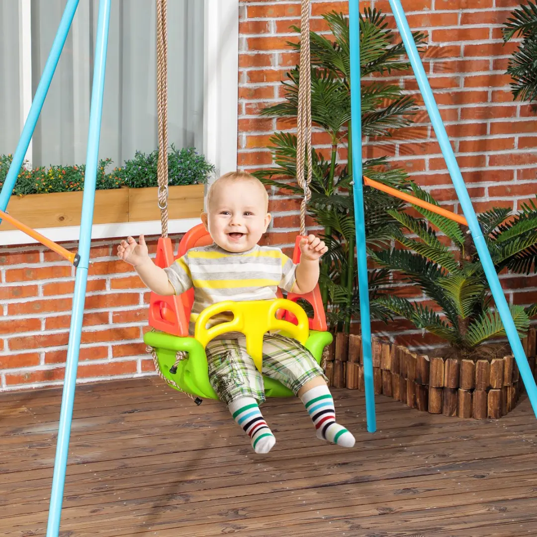 Outsunny Kinderschommel - Verstelbare Touwen Oranje