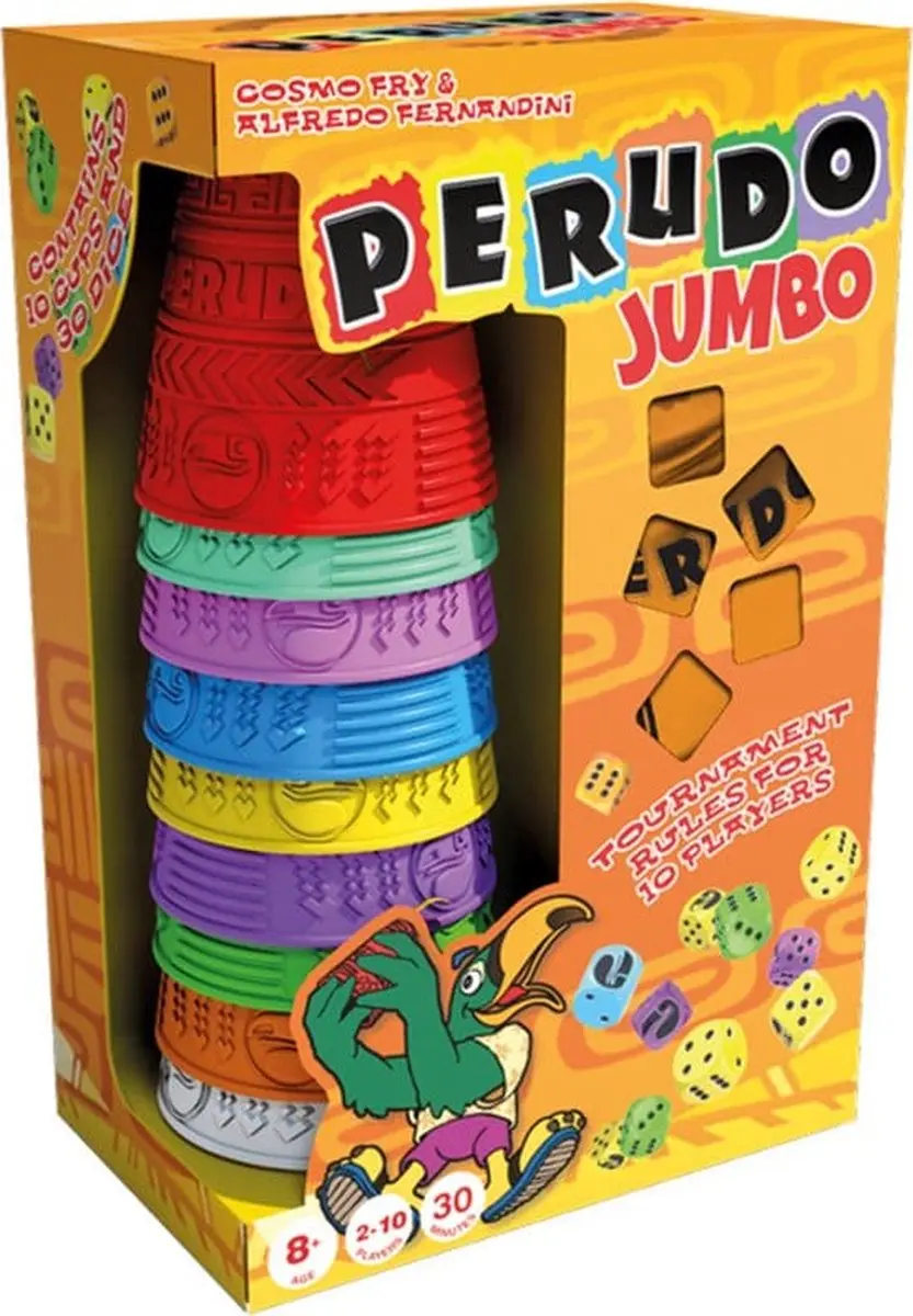 Zygomatic Perudo Jumbo Pack - Dobbelspel - 10 Bekers - 50 Dobbelstenen - Multi