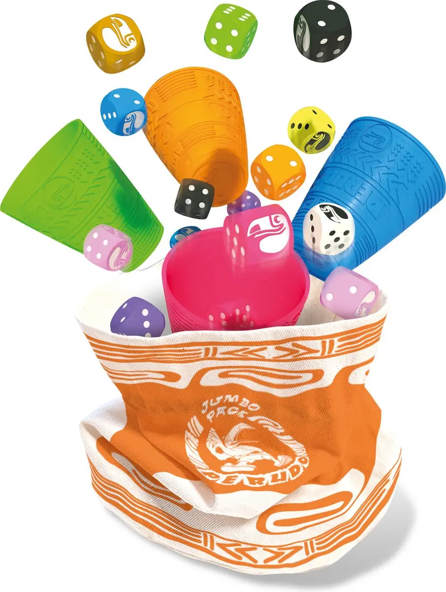 Zygomatic Perudo Jumbo Pack - Dobbelspel - 10 Bekers - 50 Dobbelstenen - Multi