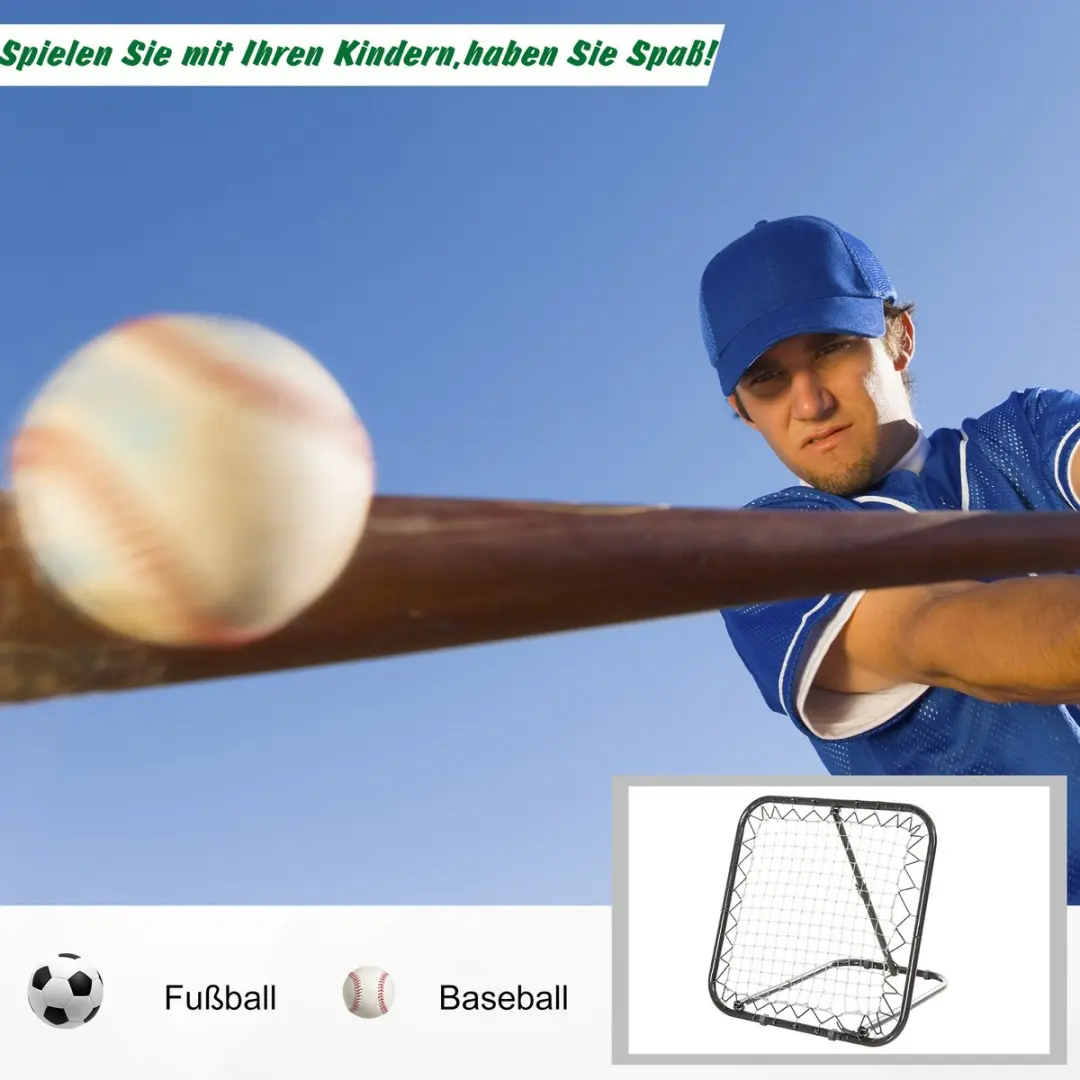 Homcom Baseball Rebounder A90-223 - Inklapbaar - Zwart