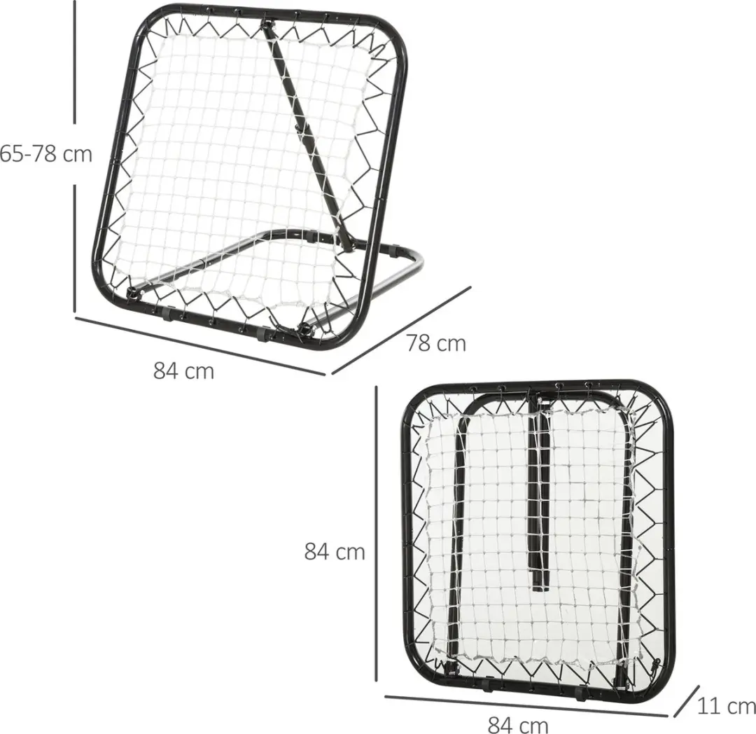 Homcom Baseball Rebounder A90-223 - Inklapbaar - Zwart