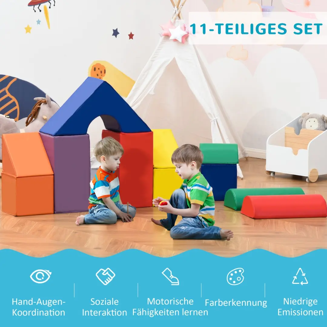 Homcom Speelset Meerkleurig - 11-delig EPE Kunstleer