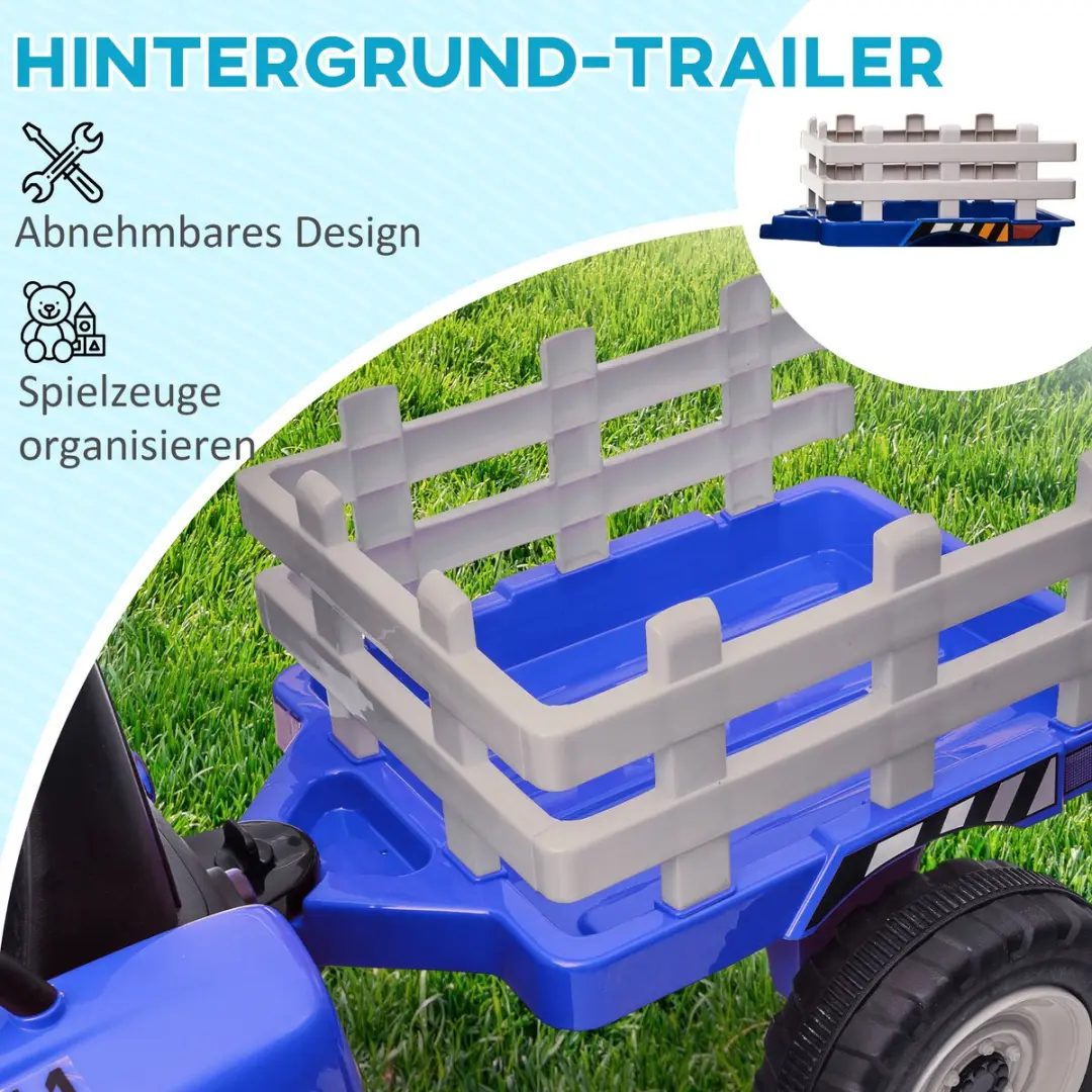 Homcom Elektrische Rij-Auto Constructiestijl 136,5x50x52,5cm - Blauw - afbeelding 6 van 6
