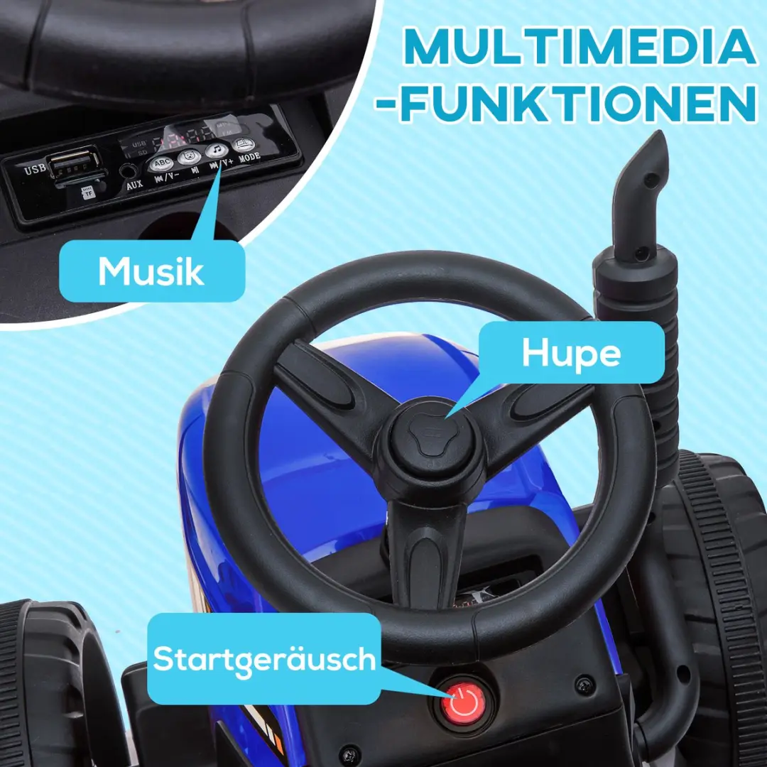 Homcom Elektrische Rij-Auto Constructiestijl 136,5x50x52,5cm - Blauw