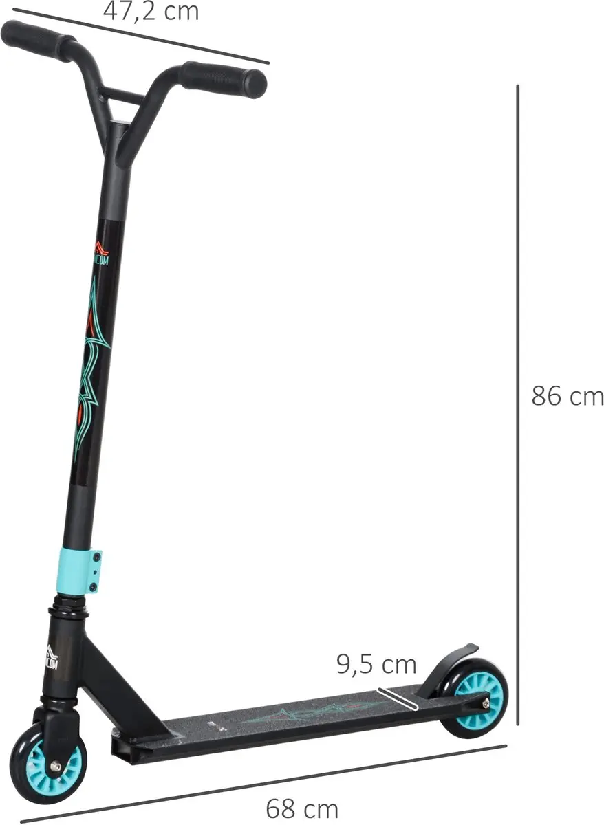 Homcom Stunt Scooter 3.9 Inch - Groen/Zwart