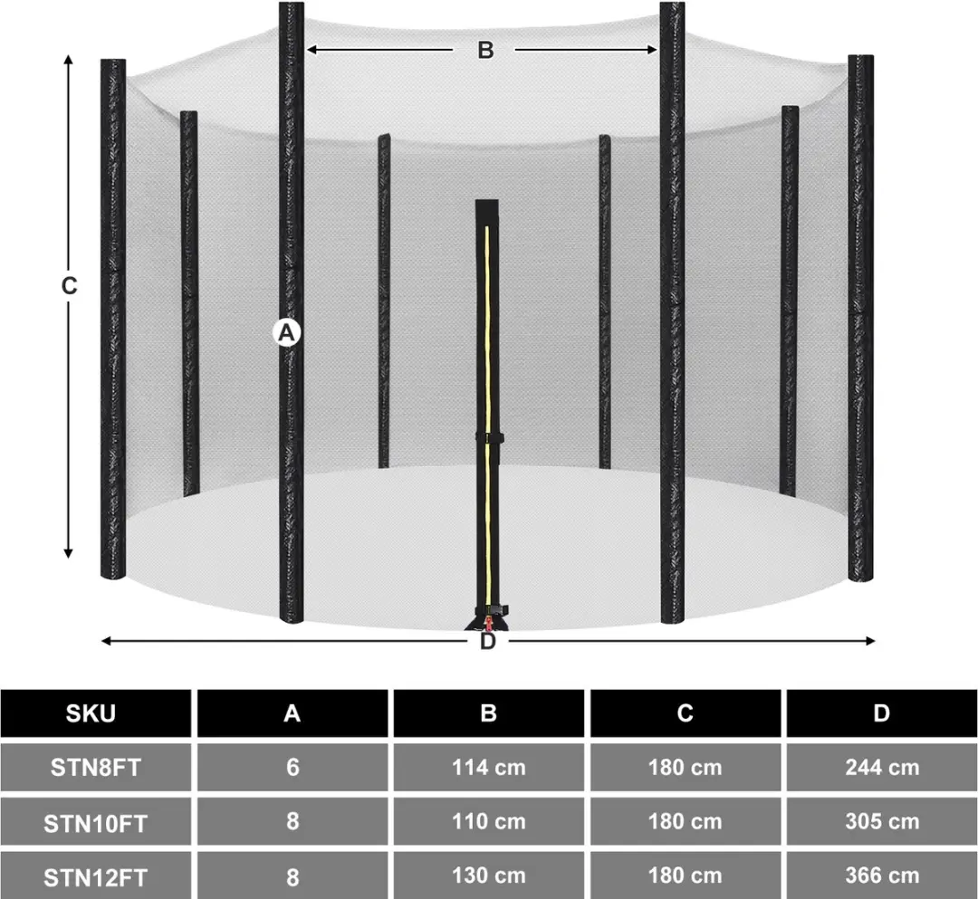 Songmics Trampoline Veiligheidsnet 366cm - 8 Poten