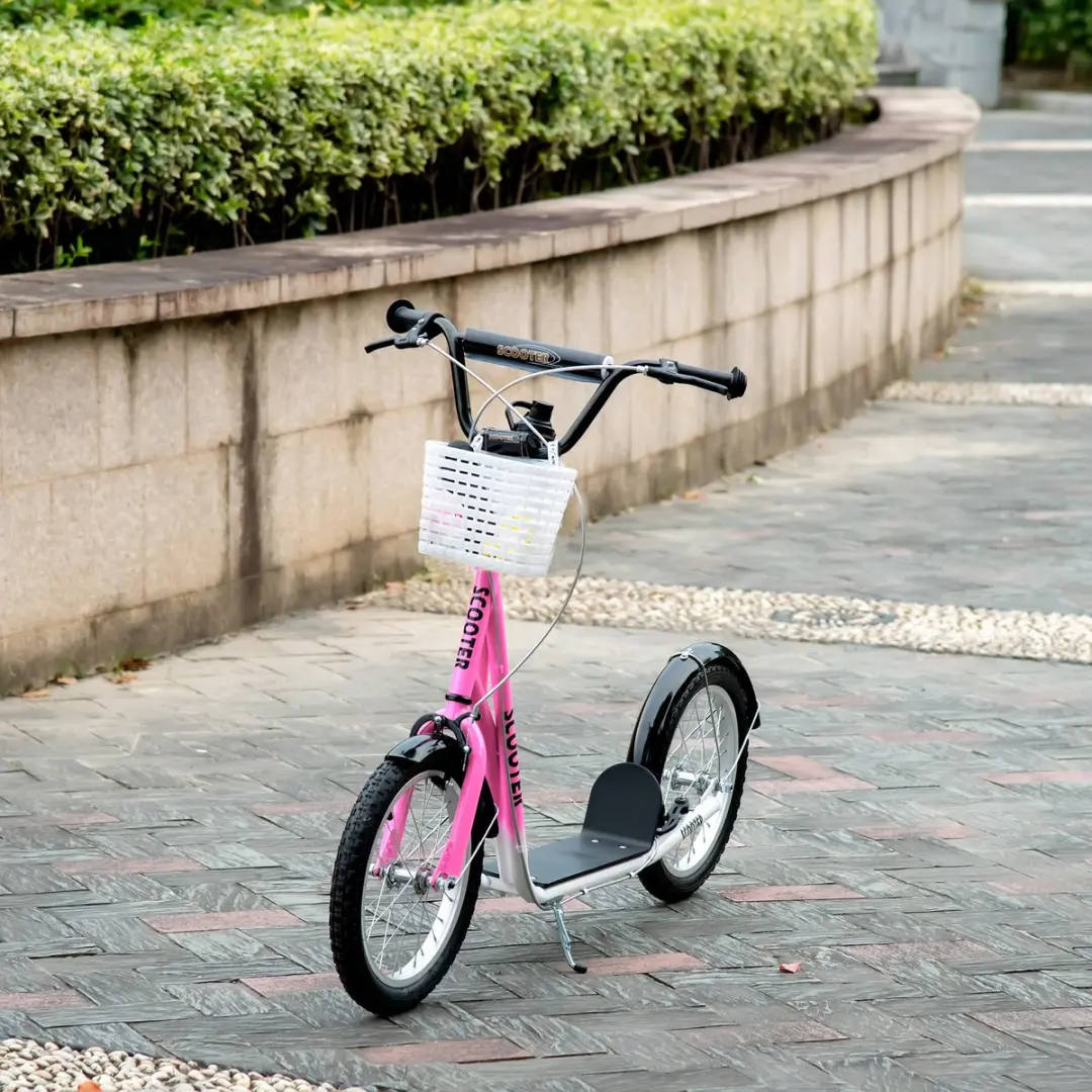 Homcom Kinderstep met Voormand 16 Inch - Roze/Wit