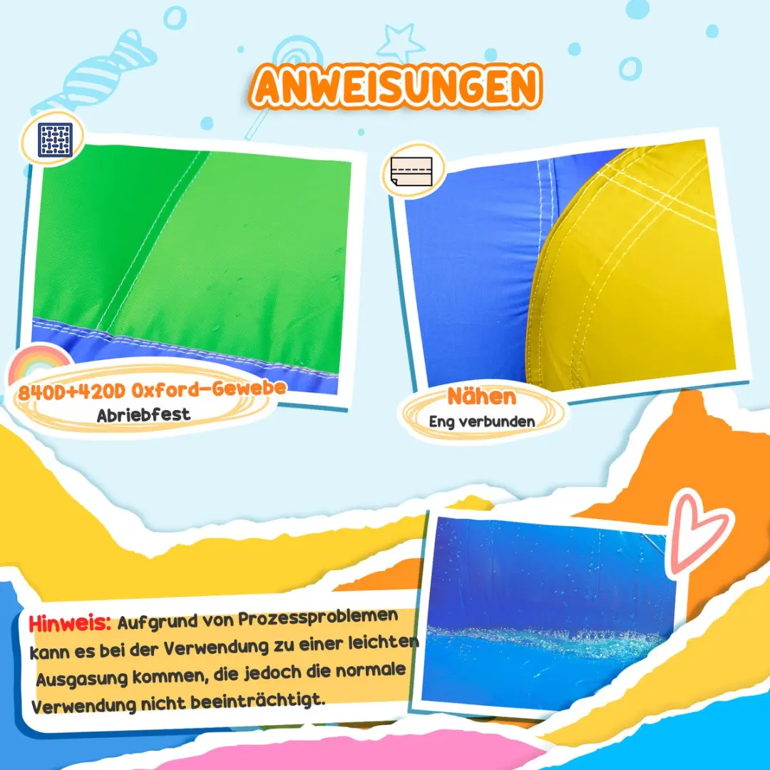 Outsunny Hüpfkasteel Oxfordstof 390x300x197cm - Multicolor